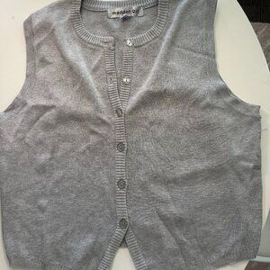 Trendy Grey Button Up Vest Large